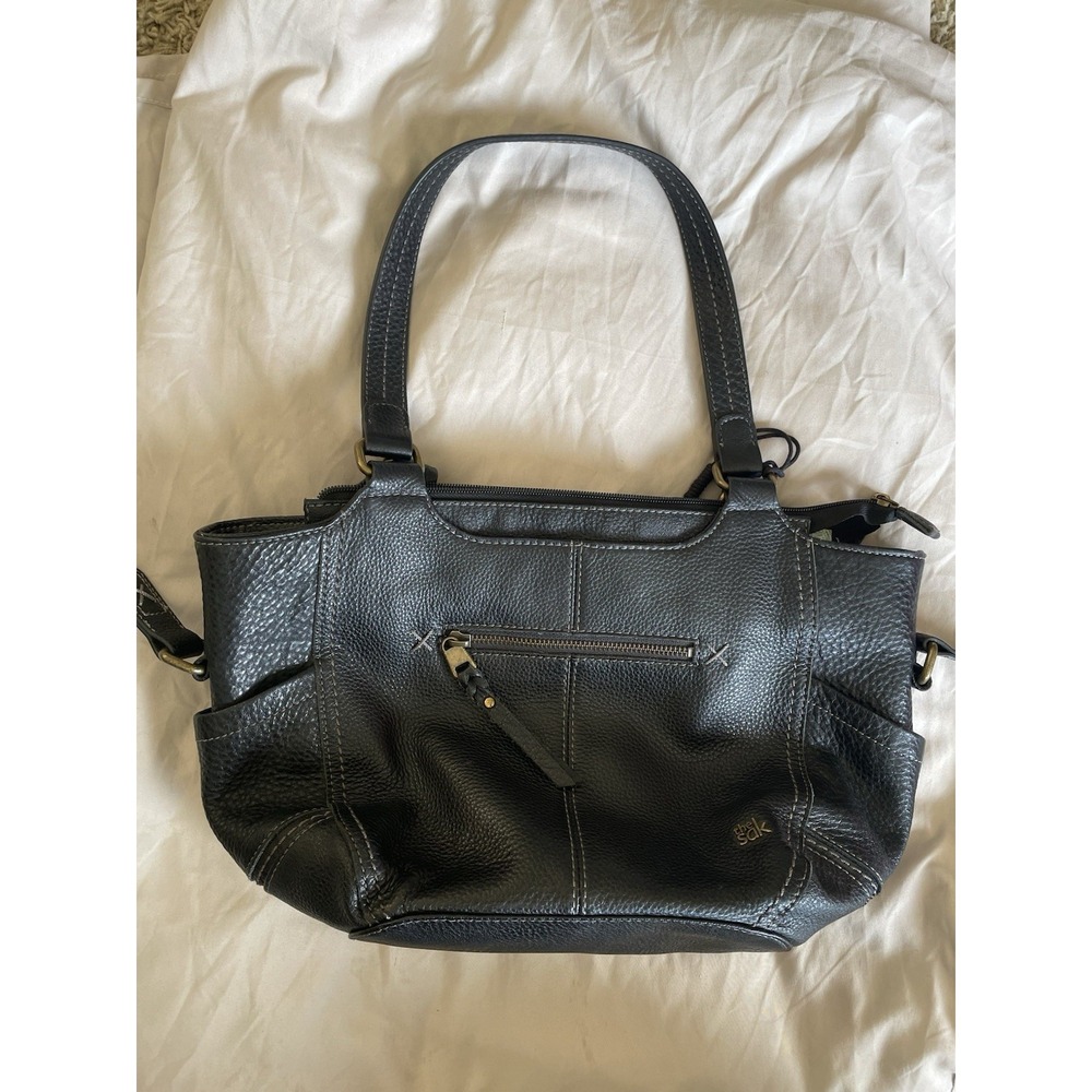 THE SAK Black Soft Pebbled Leather Double Strap Classic Shoulder Hobo Bag